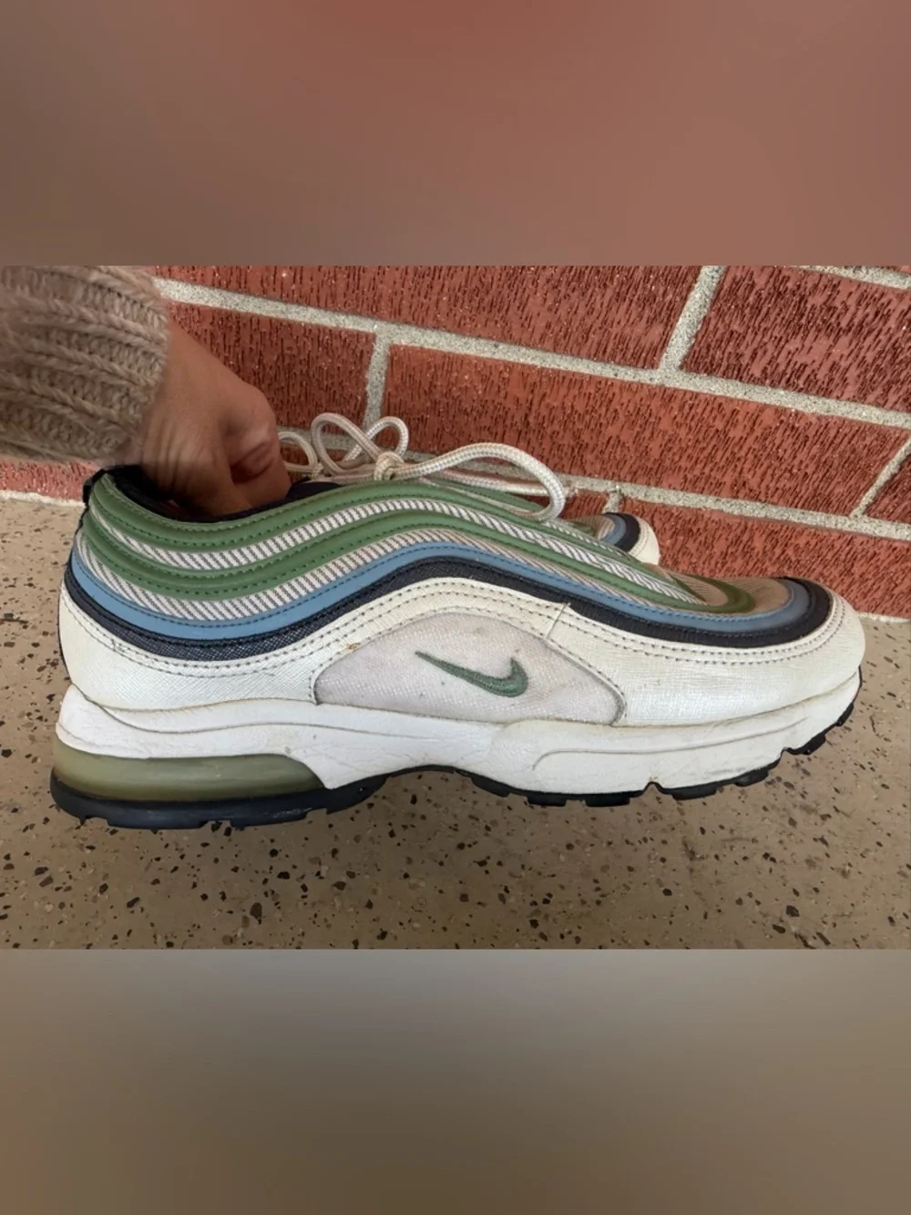 2008 Nike Air Max 97 Womens Size 8.5 green blue grey color sneaker shoes‎